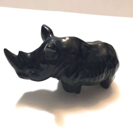 Black Obsidian Rhino Carving