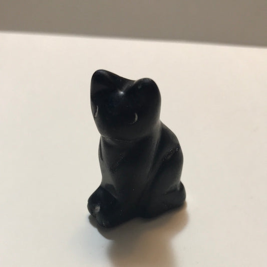 Black Obsidian Cat Carving